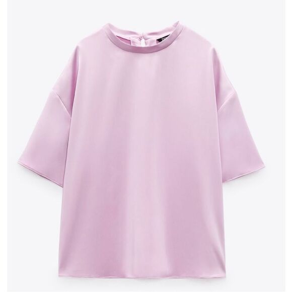 Zara Tops - ⭕️ ZARA Satin Top Light Pink Small